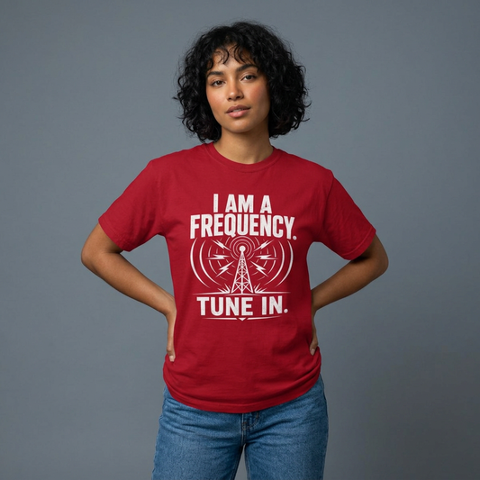 I Am a Frequency Tee — 'Tune In' Signal Tower Graphic T-Shirt