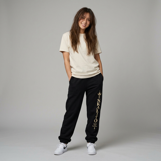 Skalito Logo Sweatpants – Black Joggers with 'SKALITO' Vertical Print