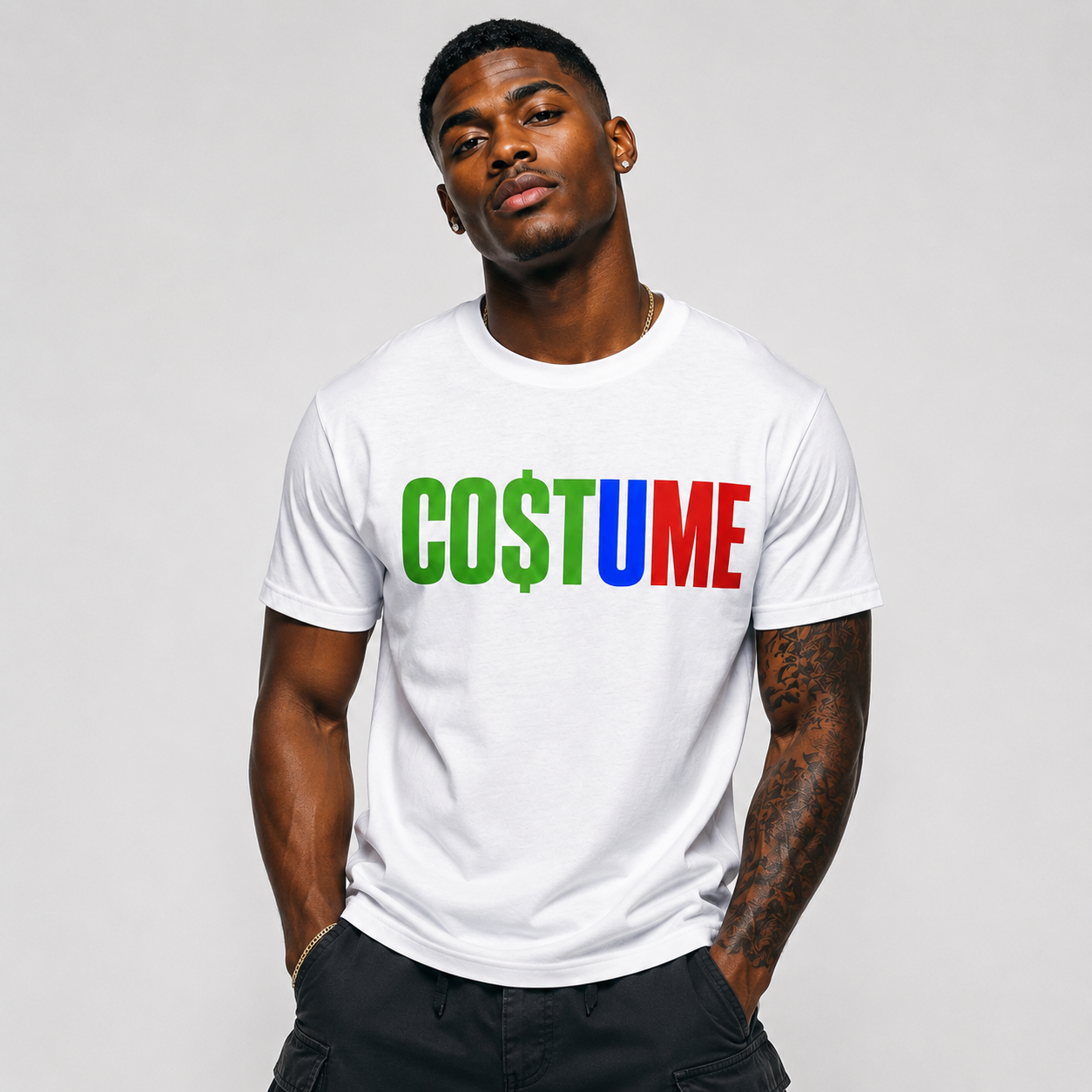 CO$TUME Statement Colorblock T-Shirt- Bold Confident Tee
