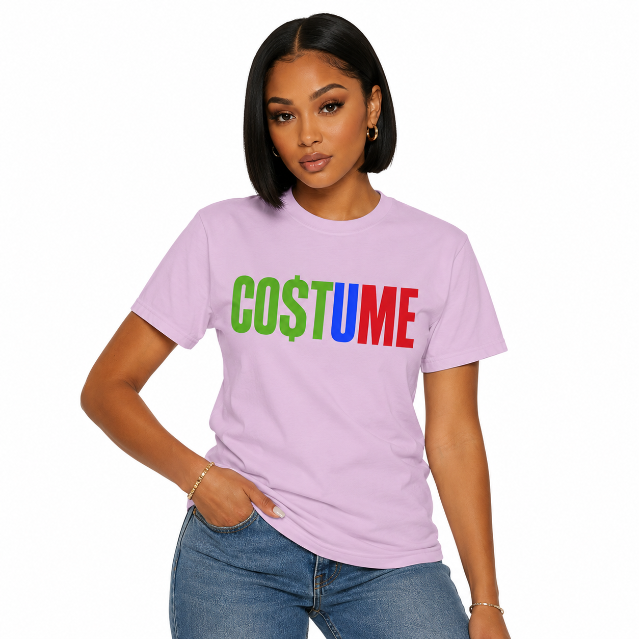 CO$TUME Statement Colorblock T-Shirt- Bold Confident Tee