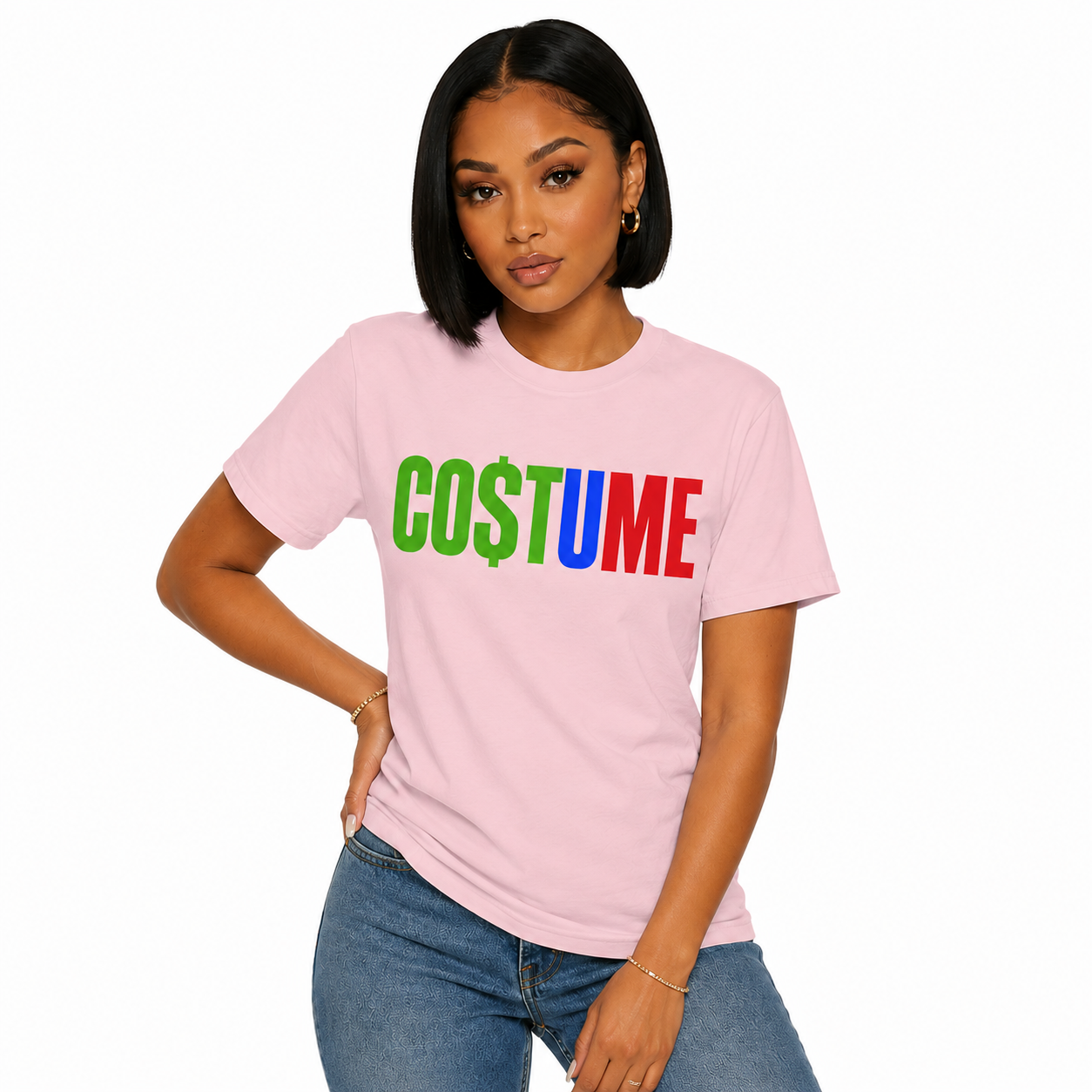 CO$TUME Statement Colorblock T-Shirt- Bold Confident Tee