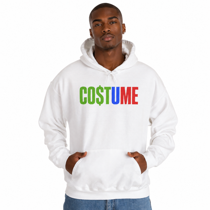 Statement CO$TUME Hoodie — Color Block “CO$TUME” Graphic Hooded Sweatshirt