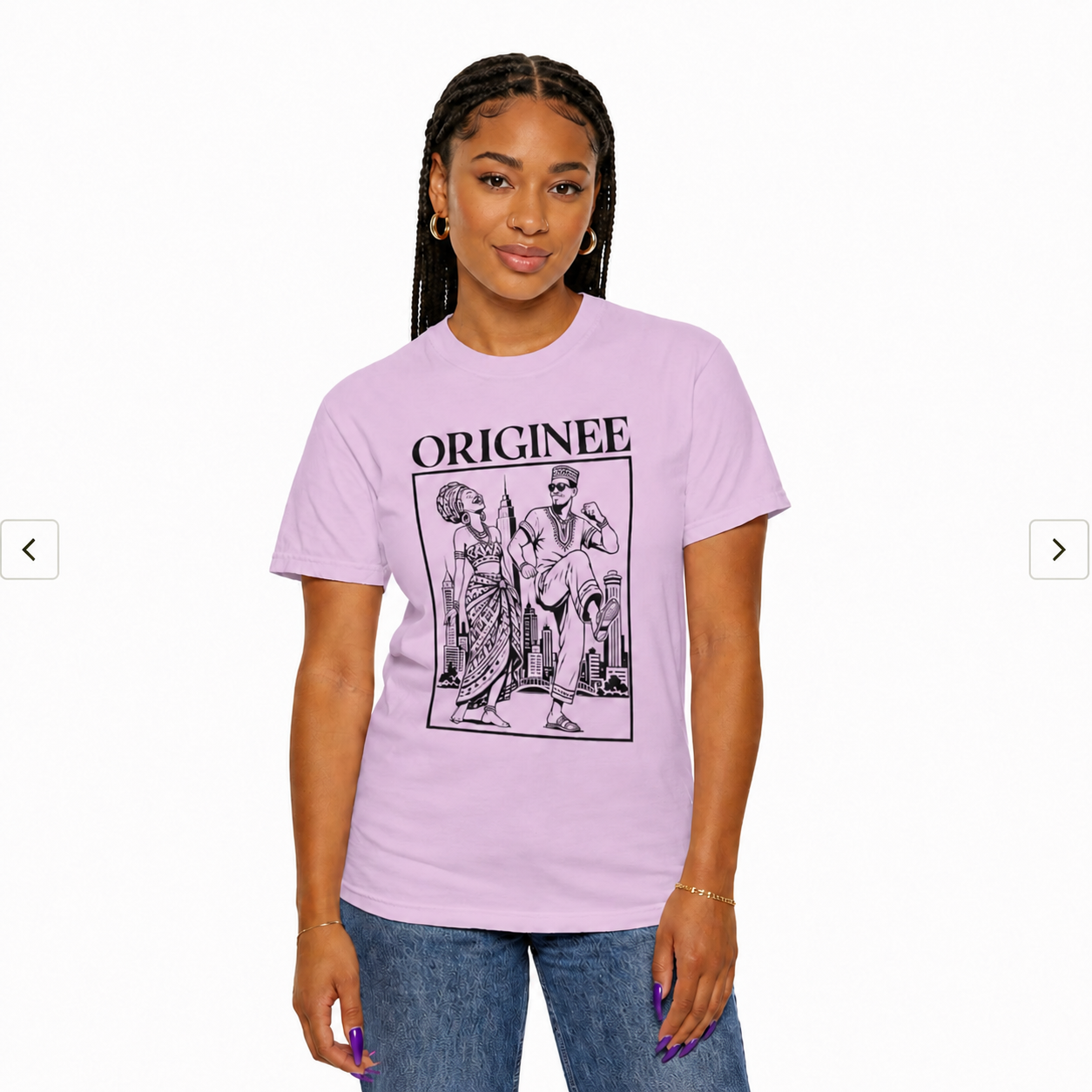 Originee Vintage-Inspired Graphic T-Shirt — Retro City Couple Illustration