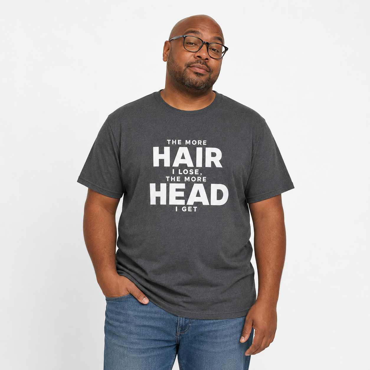 Funny Balding T-Shirt — "The More Hair I Lose, The More Head I Get" Graphic Tee