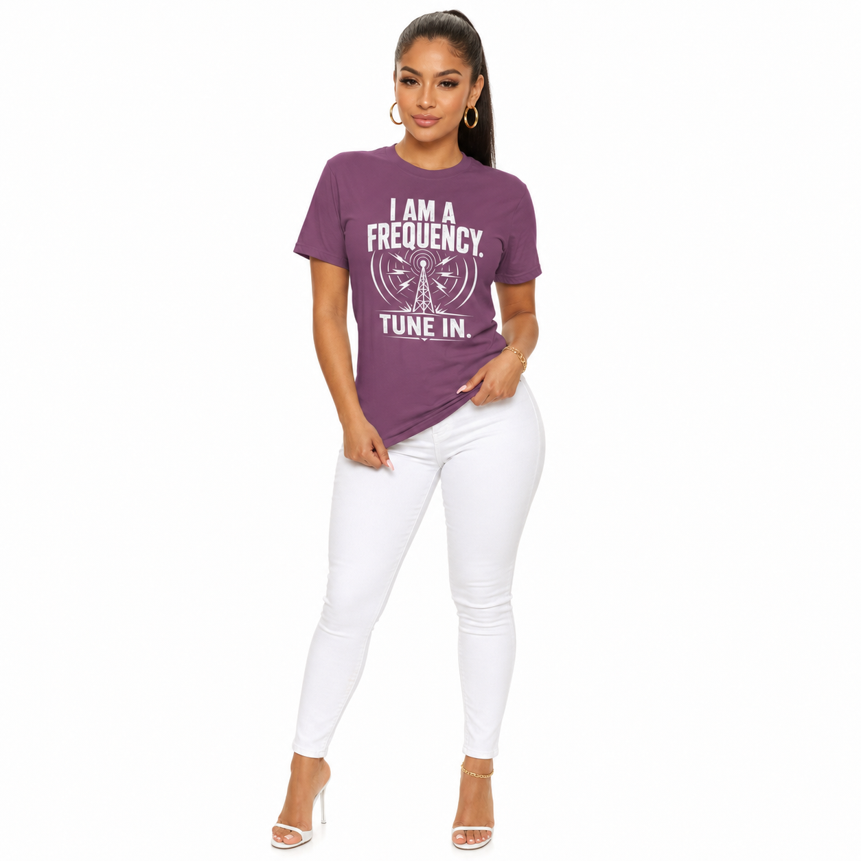 I Am a Frequency Tee — 'Tune In' Signal Tower Graphic T-Shirt