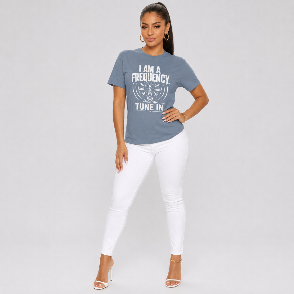 I Am a Frequency Tee — 'Tune In' Signal Tower Graphic T-Shirt