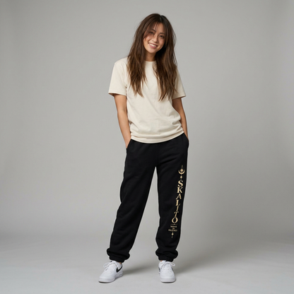 Skalito Logo Sweatpants – Black Joggers with 'SKALITO' Vertical Print