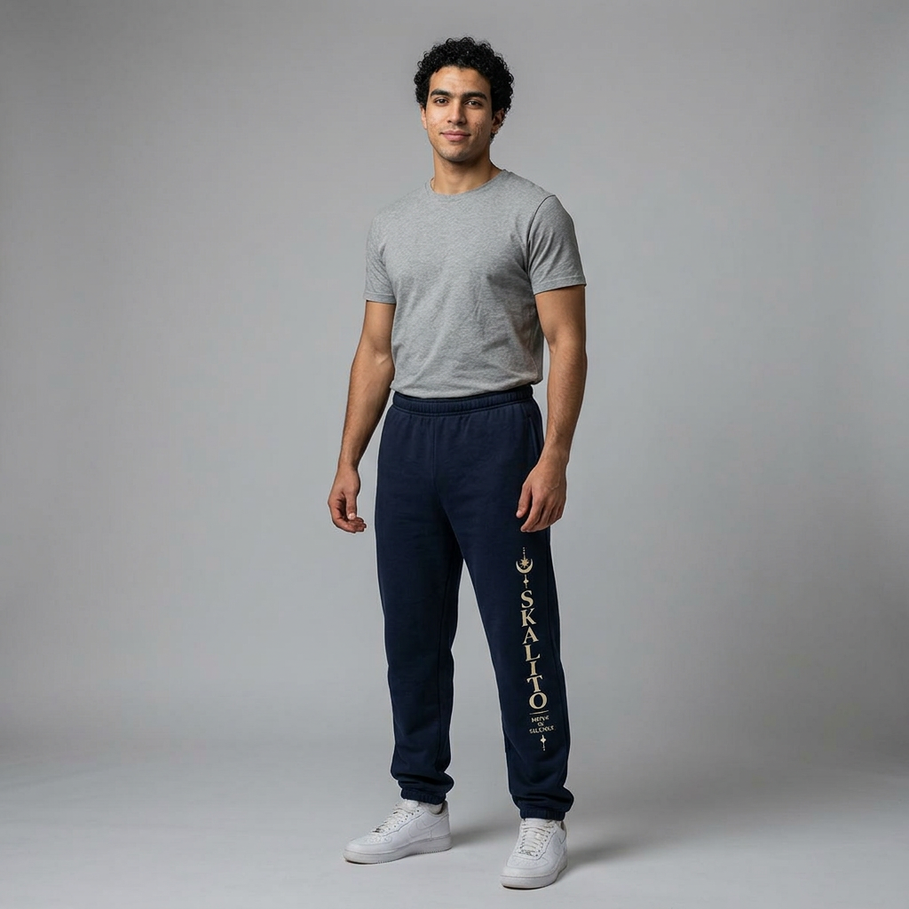 Skalito Logo Sweatpants – Black Joggers with 'SKALITO' Vertical Print