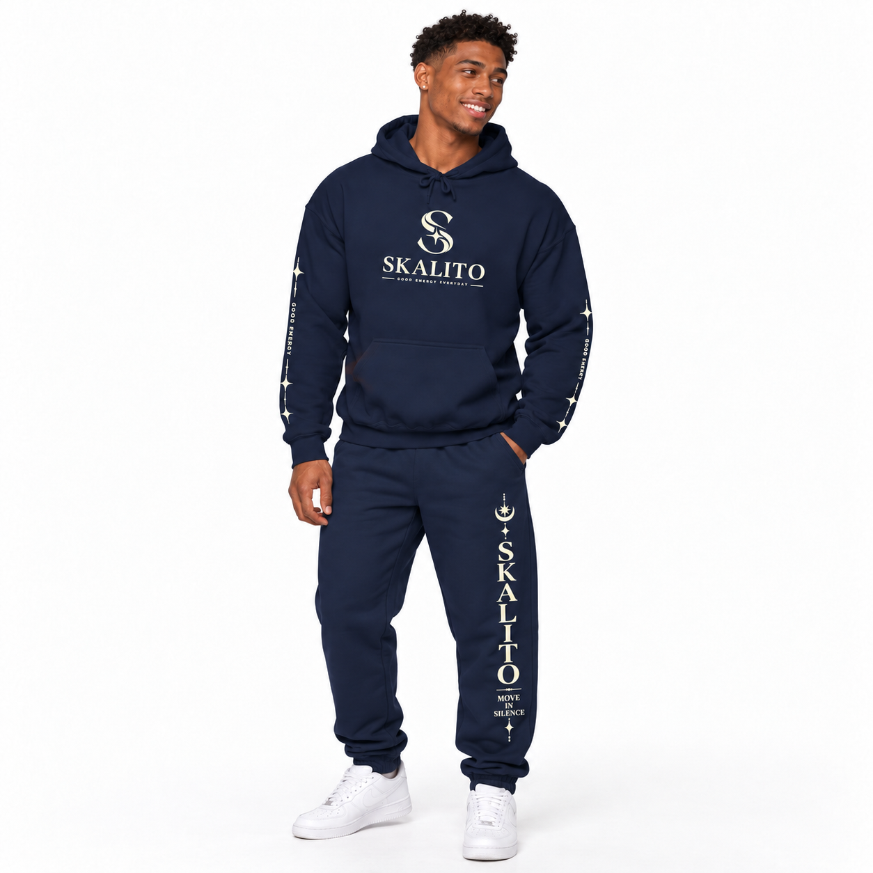 Skalito Logo Sweatpants – Black Joggers with 'SKALITO' Vertical Print