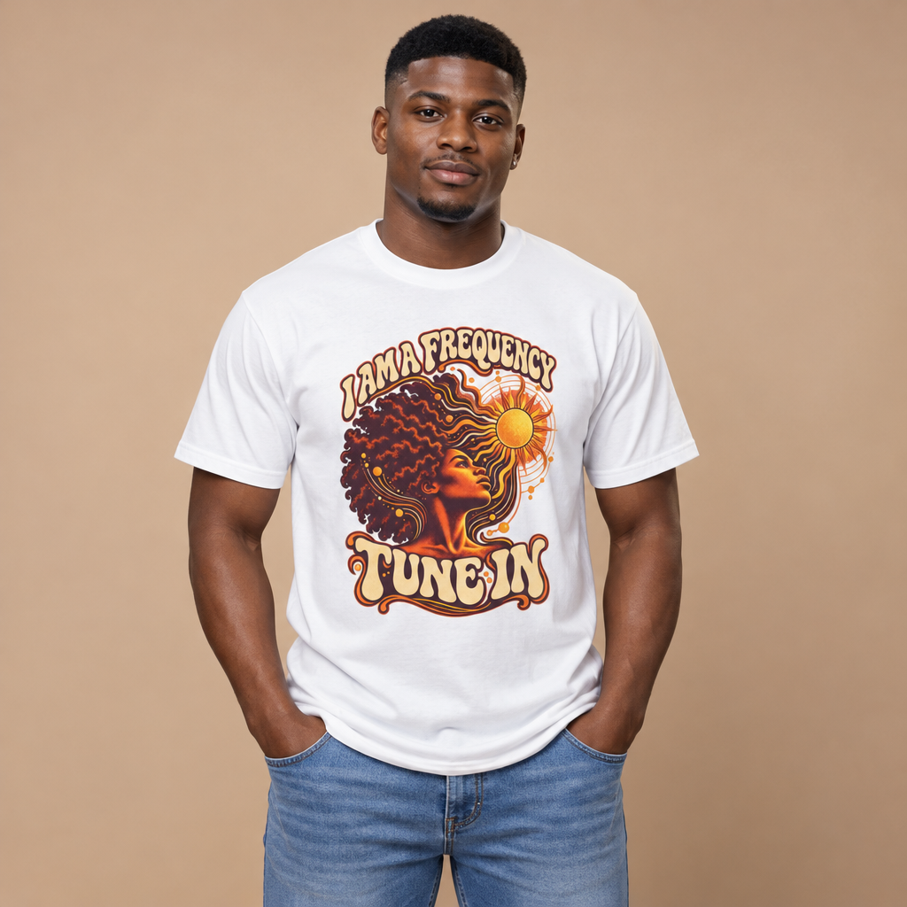 Tune In Retro Sunflower Tee — "I Am a Frequency" Graphic T‑Shirt