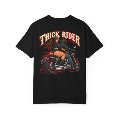 Biker 'Thick Rider' T-Shirt — Retro Motorcycle Pin-Up Tee